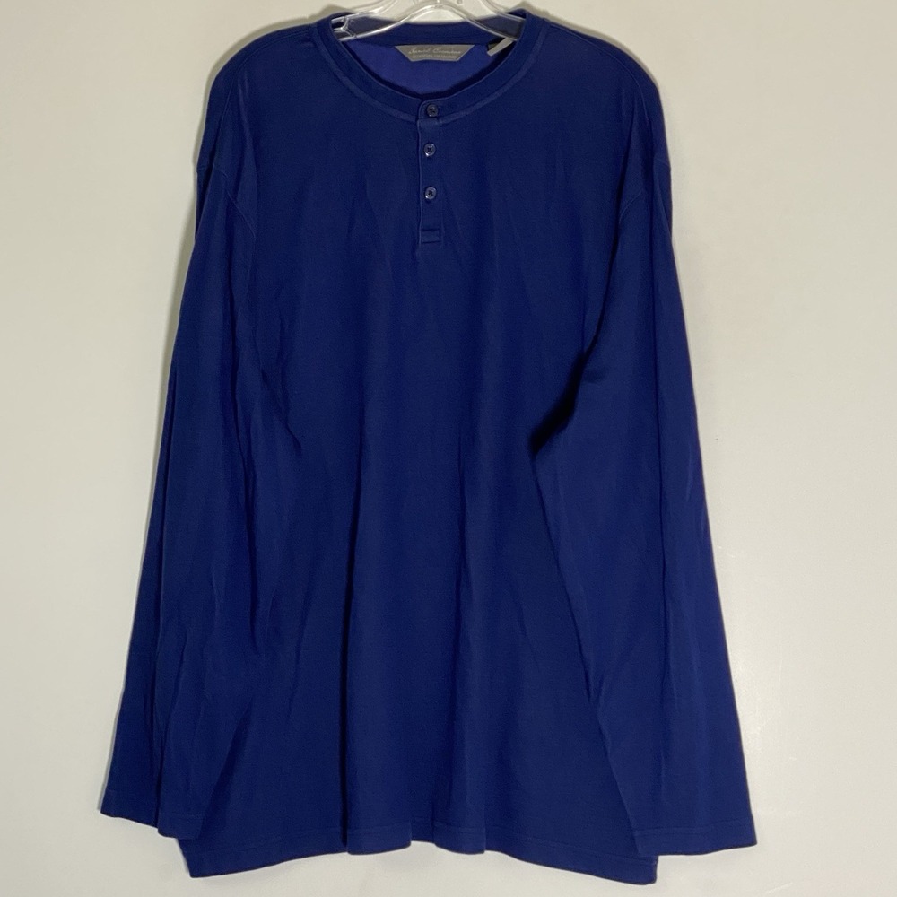 Daniel Cremieux Shirt‎ Mens 2XL Blue Signature Collection Henley Cotton Comfy